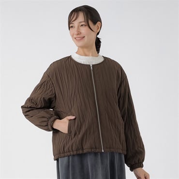 TVC(ティーヴィシー) 薄中綿ノーカラーブルゾン レディス(コイチャ-M)