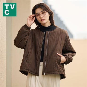 TVC(ティーヴィシー) 薄中綿ノーカラーブルゾン レディス