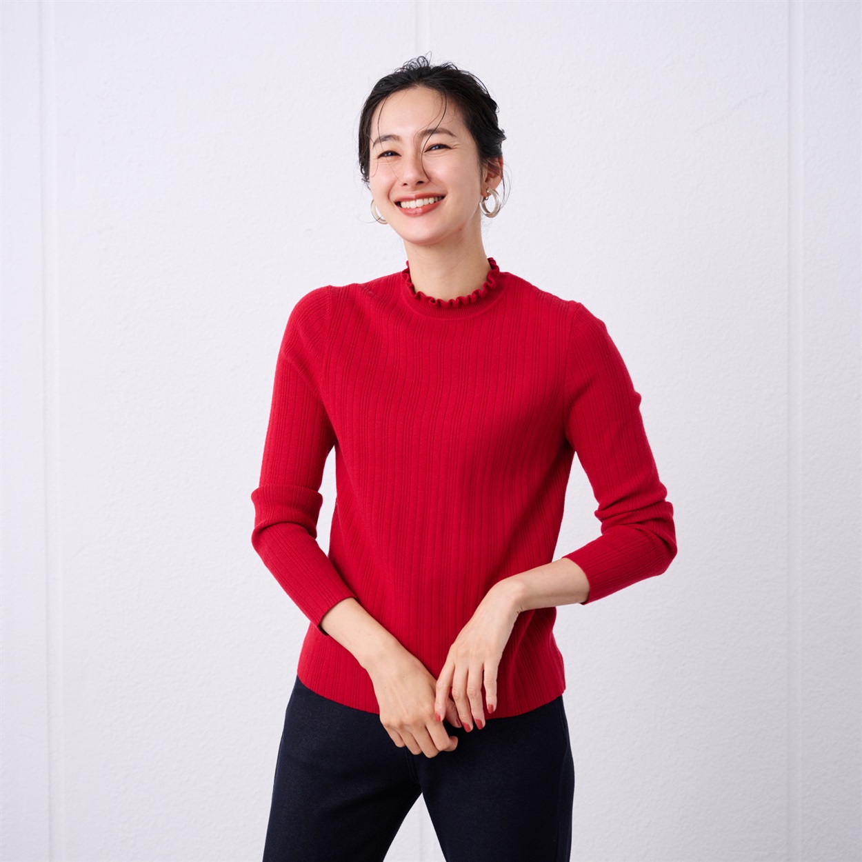 TVC(ティーヴィシー) 洗える・保温 マシュマロタッチ フリルネックプル