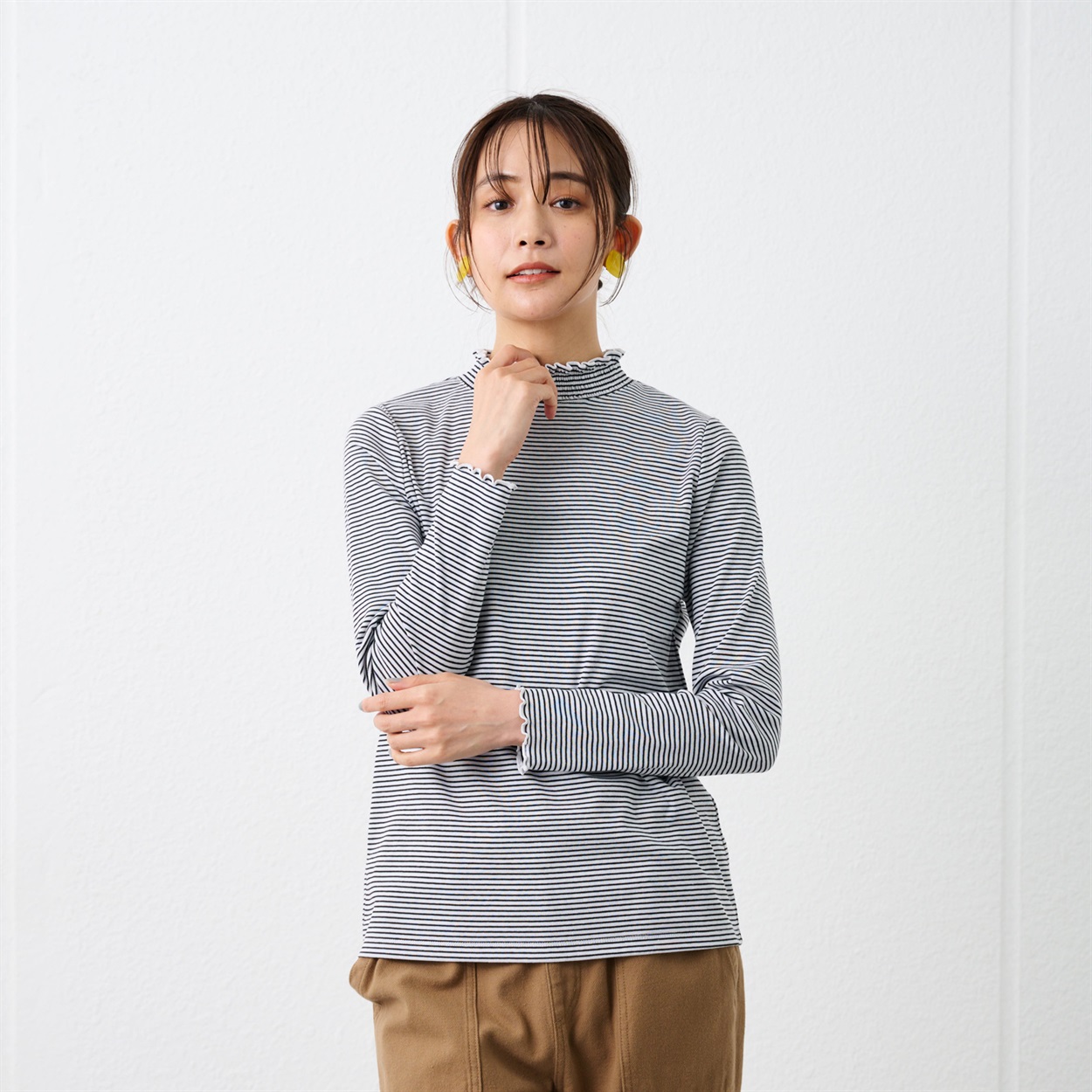 TVC(ティーヴィシー) シャーリングネック長袖Tシャツ レディス