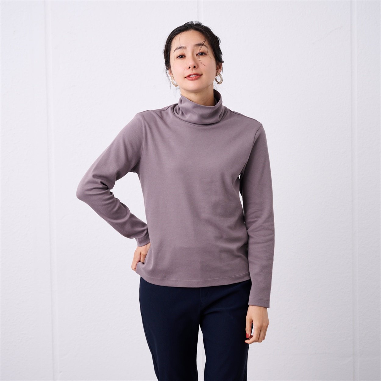 TVC(ティーヴィシー) コットン100起毛 タートルネック長袖Tシャツ