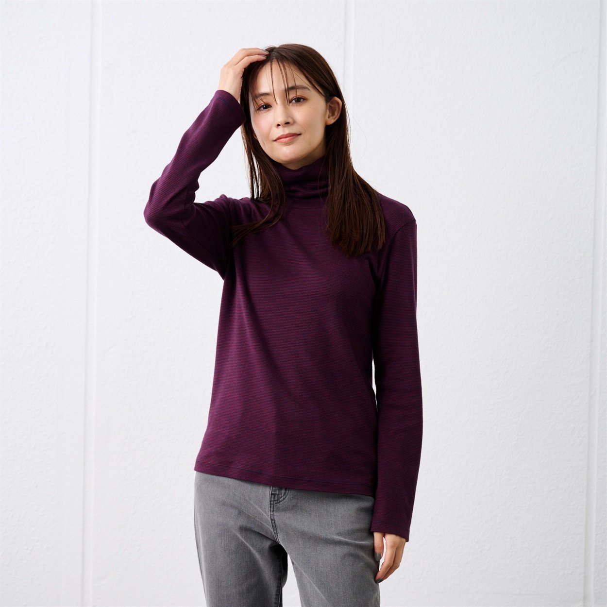 TVC(ティーヴィシー) コットン100起毛 タートルネック長袖Tシャツ