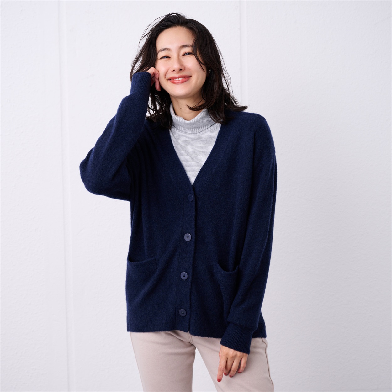 TVC(ティーヴィシー) 洗える エコベジヤーン Vネックカーディガン