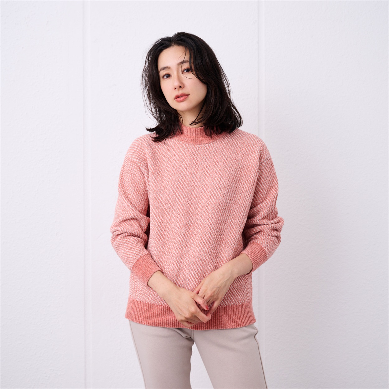 TVC(ティーヴィシー) 洗える モールジャカードモックネックプル