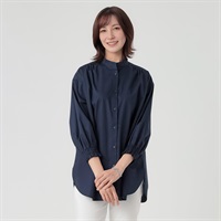TVC(ティーヴィシー) 【てまラク】綿混7分袖バンドカラーシャツチュニック レディス(コイアオ-S)