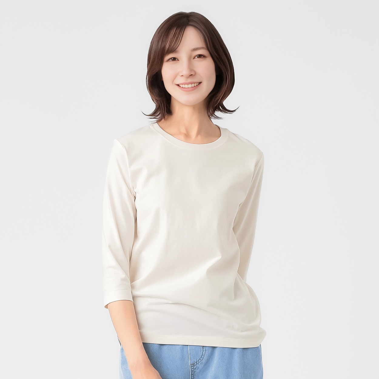 TVC(ティーヴィシー) オーガニックコットン7分袖Ｔシャツ レディス(シロ-L)