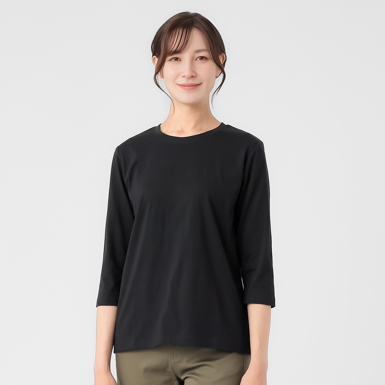 TVC(ティーヴィシー) オーガニックコットン7分袖Ｔシャツ レディス(クロ-XL)