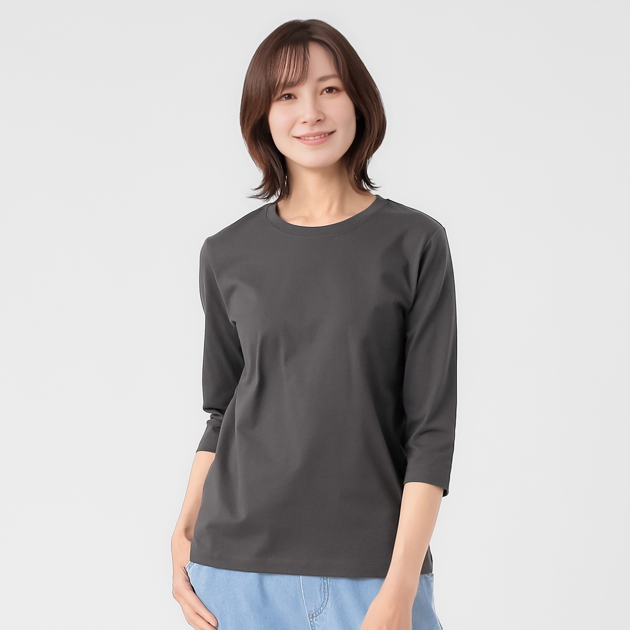 TVC(ティーヴィシー) オーガニックコットン7分袖Ｔシャツ レディス(チャコ－ルグレ－-L)