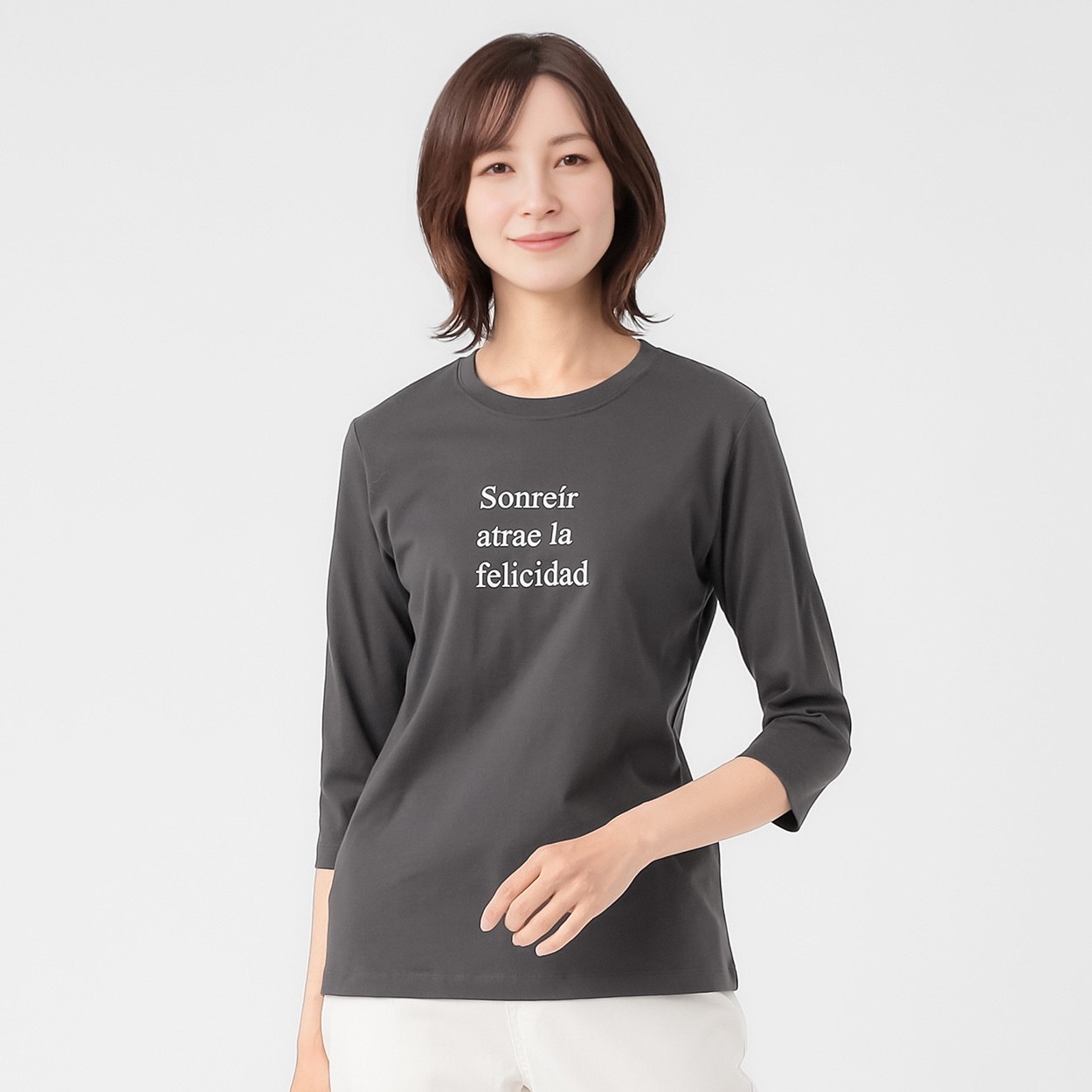 TVC(ティーヴィシー) オーガニックコットン7分袖Ｔシャツ レディス(ウスグレー-L)