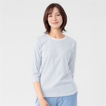 TVC(ティーヴィシー) オーガニックコットン7分袖Ｔシャツ レディス(Ａウスアオ-S)