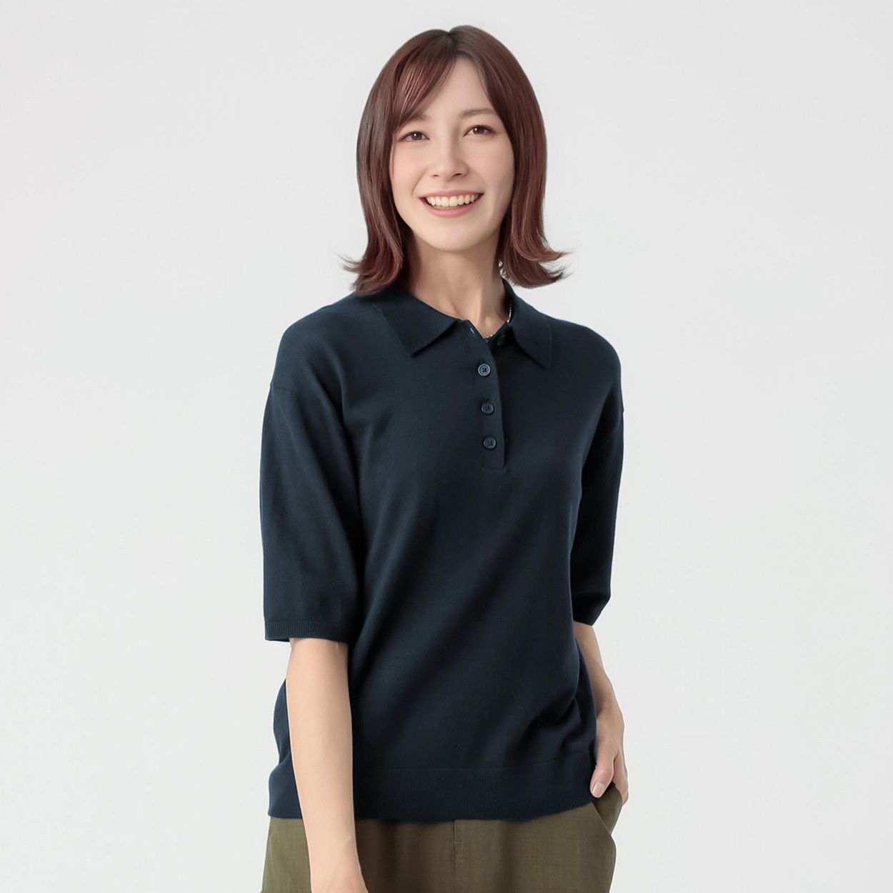 TVC(ティーヴィシー) ピースフィットクール ひんやりUV対策5分袖ポロ襟プルオーバー レディス(コイアオ-XL)