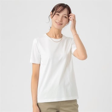 TVC(ティーヴィシー) シルキーコットンひんやりUV対策半袖Tシャツ（無地） レディス(シロ-S)