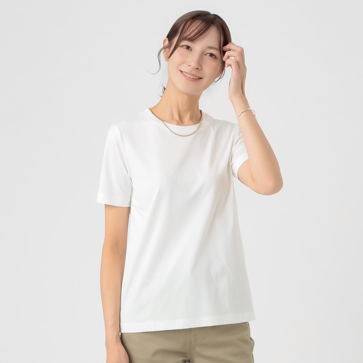 TVC(ティーヴィシー) シルキーコットンひんやりUV対策半袖Tシャツ（無地） レディス(シロ-2XL)