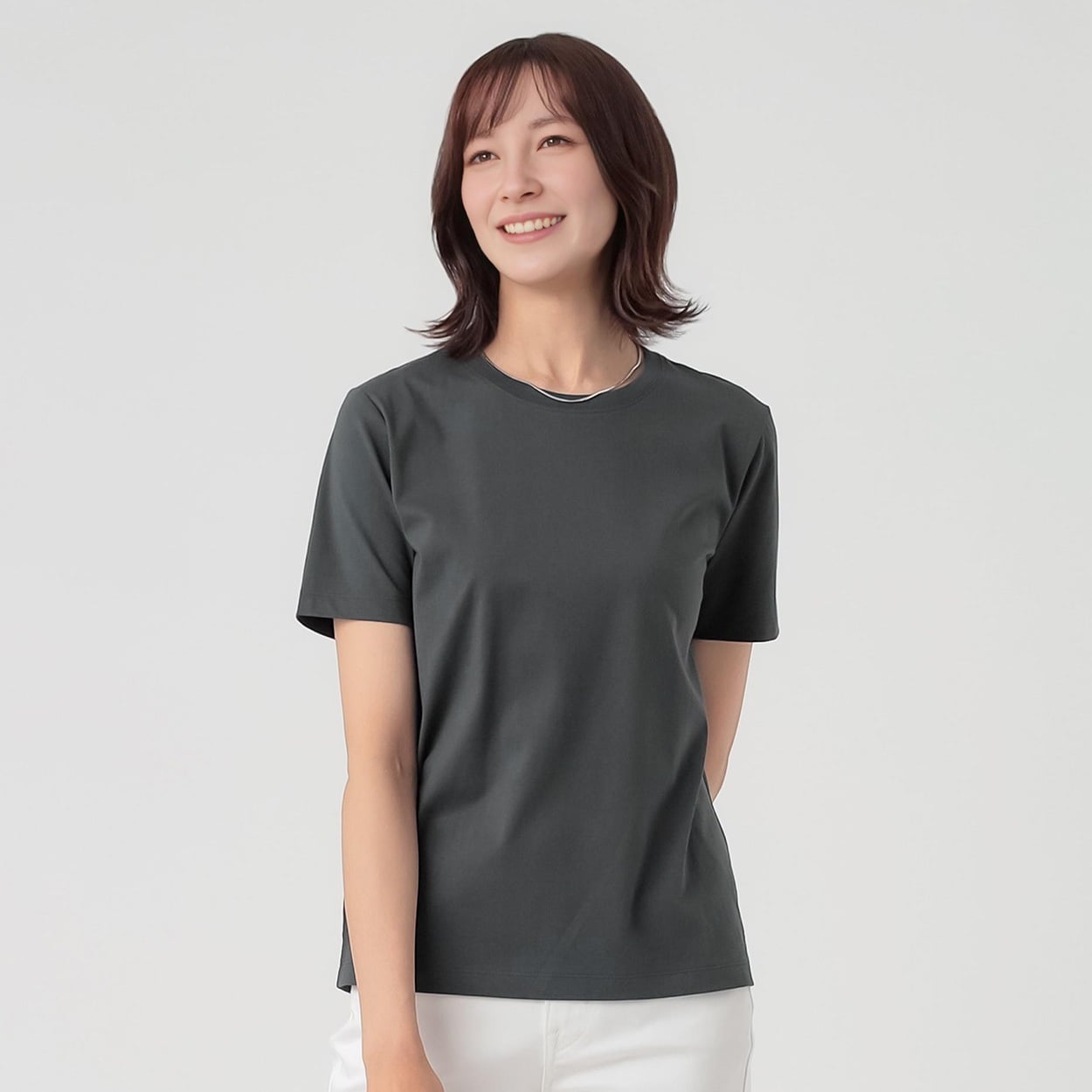 TVC(ティーヴィシー) シルキーコットンひんやりUV対策半袖Tシャツ（無地） レディス(チャコ－ルグレ－-2XL)