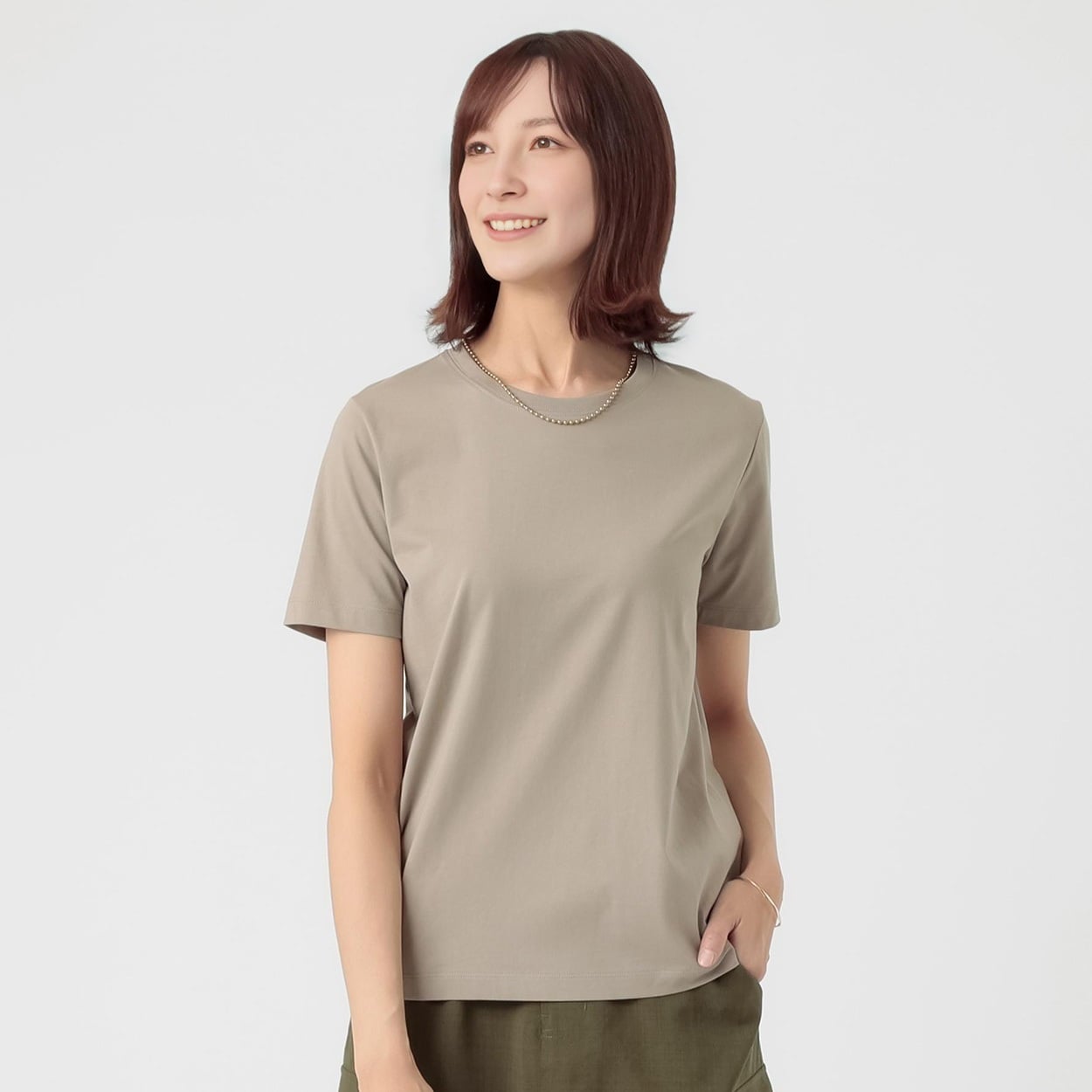 TVC(ティーヴィシー) シルキーコットンひんやりUV対策半袖Tシャツ（無地） レディス(ウスチャ-M)