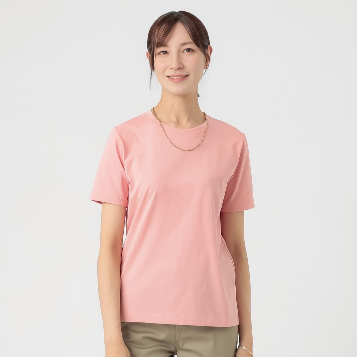 TVC(ティーヴィシー) シルキーコットンひんやりUV対策半袖Tシャツ（無地） レディス(ウスアカ-XL)