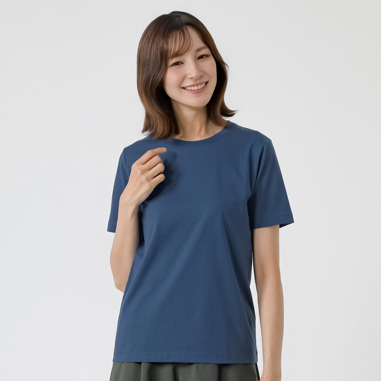 TVC(ティーヴィシー) シルキーコットンひんやりUV対策半袖Tシャツ（無地） レディス(アオ-L)