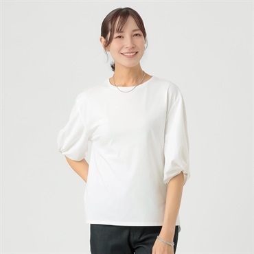 TVC(ティーヴィシー) シルキーコットンひんやりUV対策ねじり袖Tシャツ レディス(シロ-S)