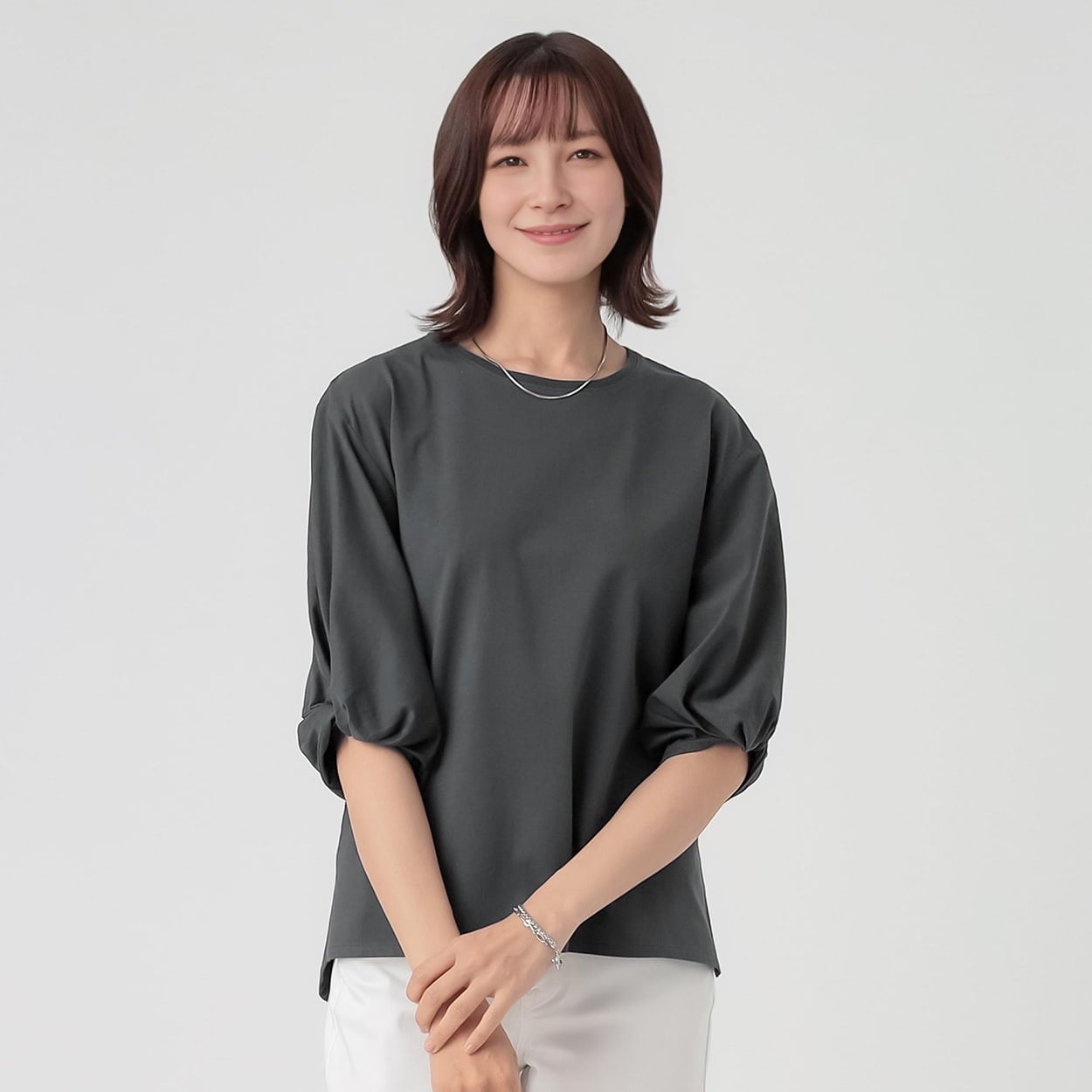 TVC(ティーヴィシー) シルキーコットンひんやりUV対策ねじり袖Tシャツ レディス(チャコ－ルグレ－-XL)