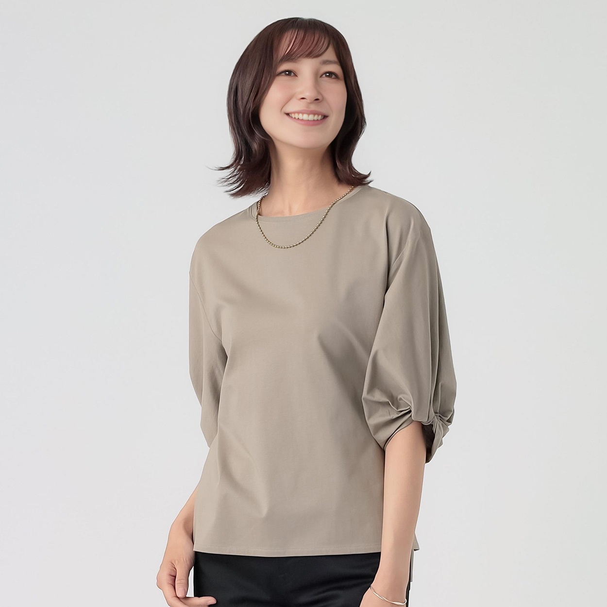 TVC(ティーヴィシー) シルキーコットンひんやりUV対策ねじり袖Tシャツ レディス(ウスチャ-L)