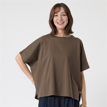 TVC(ティーヴィシー) シルキーコットンひんやりUV対策ドルマン半袖Tシャツ レディス(チャ-S)