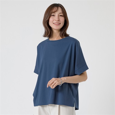 TVC(ティーヴィシー) シルキーコットンひんやりUV対策ドルマン半袖Tシャツ レディス(アオ-S)