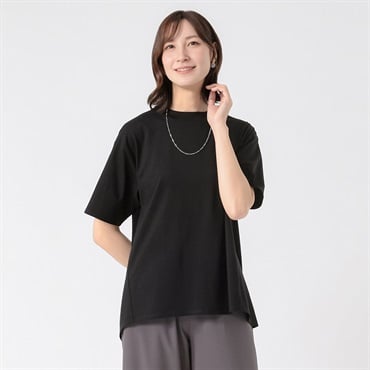 TVC(ティーヴィシー) シルキーコットンひんやりUV対策モックネック半袖T レディス(クロ-S)