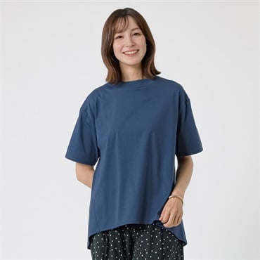 TVC(ティーヴィシー) シルキーコットンひんやりUV対策モックネック半袖T レディス(アオ-S)