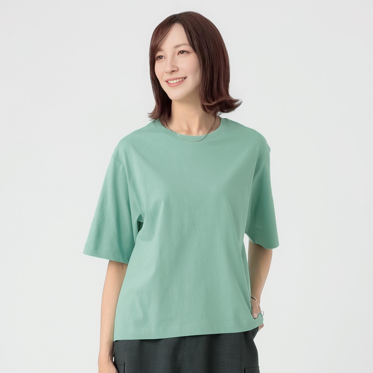 TVC(ティーヴィシー) ピースフィットクール 遮熱・UV対策 ひんやりサラサラ５分袖Tシャツ レディス(ウスミドリ-L)