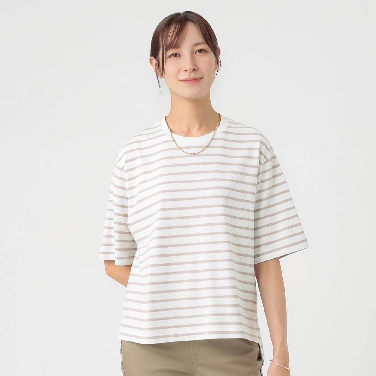 TVC(ティーヴィシー) ピースフィットクール 遮熱・UV対策 ひんやりサラサラ５分袖Tシャツ（ボーダー） レディス(Ａチャ-XL)