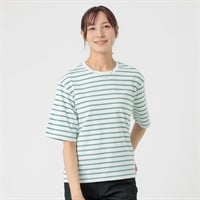 TVC(ティーヴィシー) ピースフィットクール 遮熱・UV対策 ひんやりサラサラ５分袖Tシャツ（ボーダー） レディス(Ａミドリ-S)