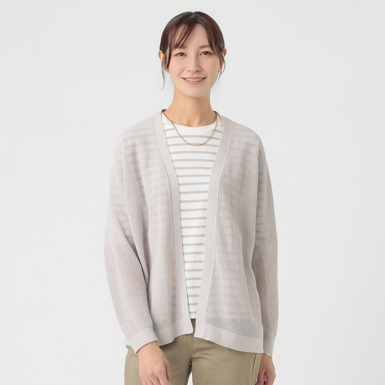 TVC(ティーヴィシー) 洗える メッシュ ミドル丈トッパー レディス(ウスグレー-M)