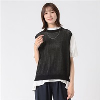 TVC(ティーヴィシー) 洗えるメッシュクルーネックニットベスト