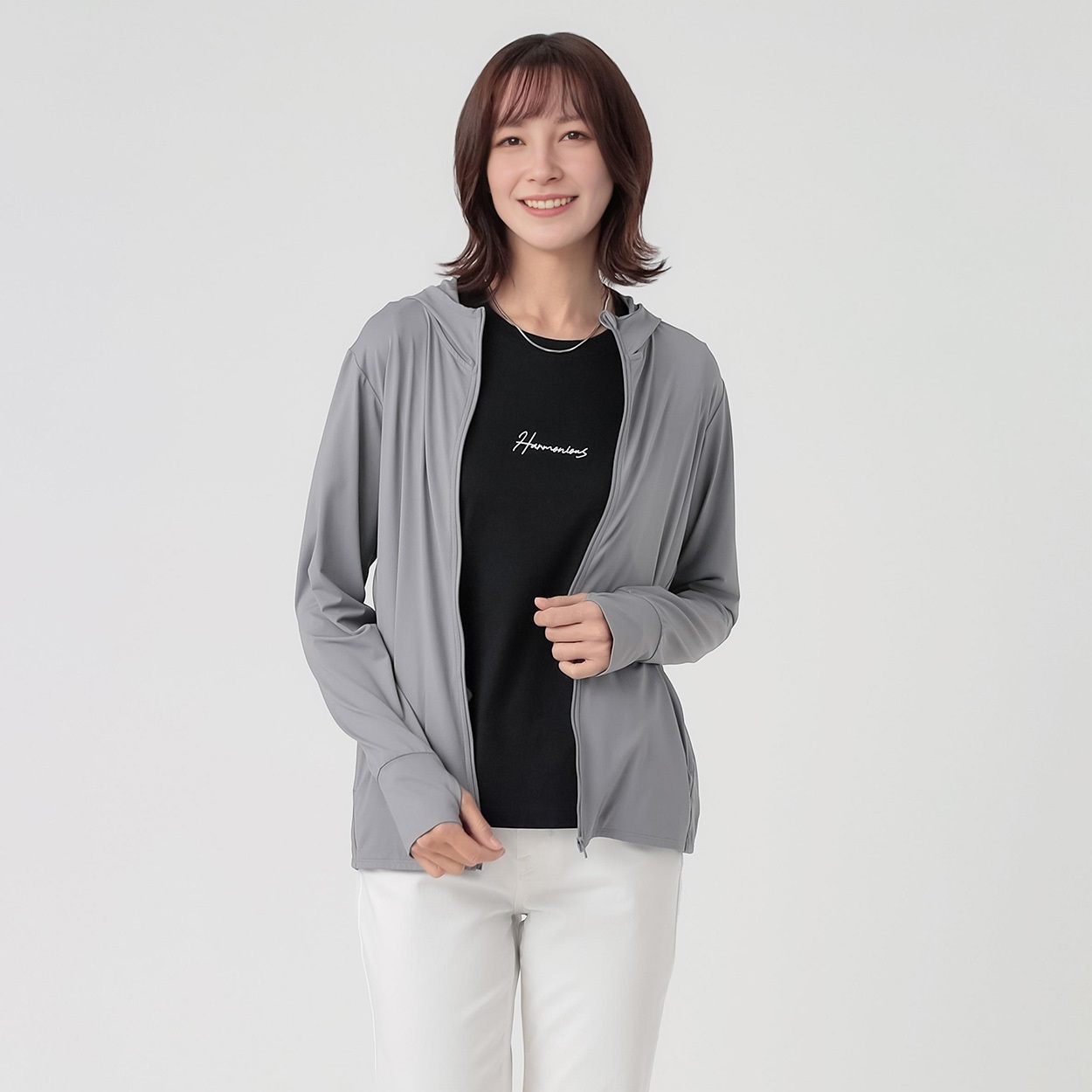 TVC(ティーヴィシー) 遮熱・UV対策 ひんやりサラサラフルジップパーカ レディス(ウスグレー-XL)