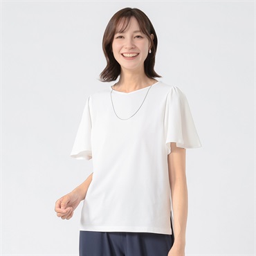TVC(ティーヴィシー) 汗ジミが目立ちにくいひんやりサラサラフレア袖Tシャツ レディス(シロ-S)