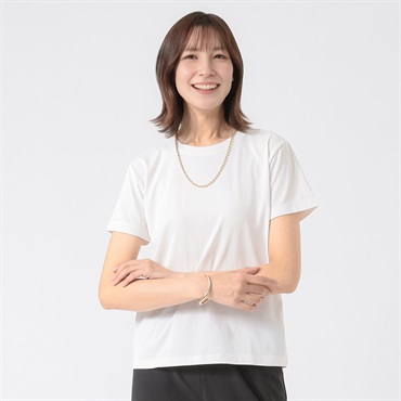 TVC(ティーヴィシー) 汗ジミが目立ちにくいひんやりサラサラクルーネック半袖Tシャツ レディス(シロ-S)