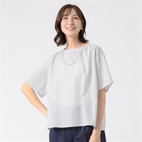 TVC(ティーヴィシー) 【てまラク】綿麻入り半袖プルオーバー レディス(Ａシロ（ストライプ）-S)