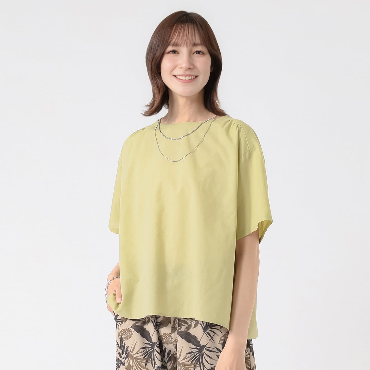 TVC(ティーヴィシー) 【てまラク】綿麻入り半袖プルオーバー レディス(ウスミドリ-XL)
