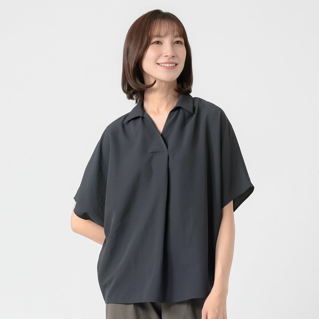 TVC(ティーヴィシー) ピースフィットクールUV対策半袖スキッパーチュニック レディス(クロ-XL)