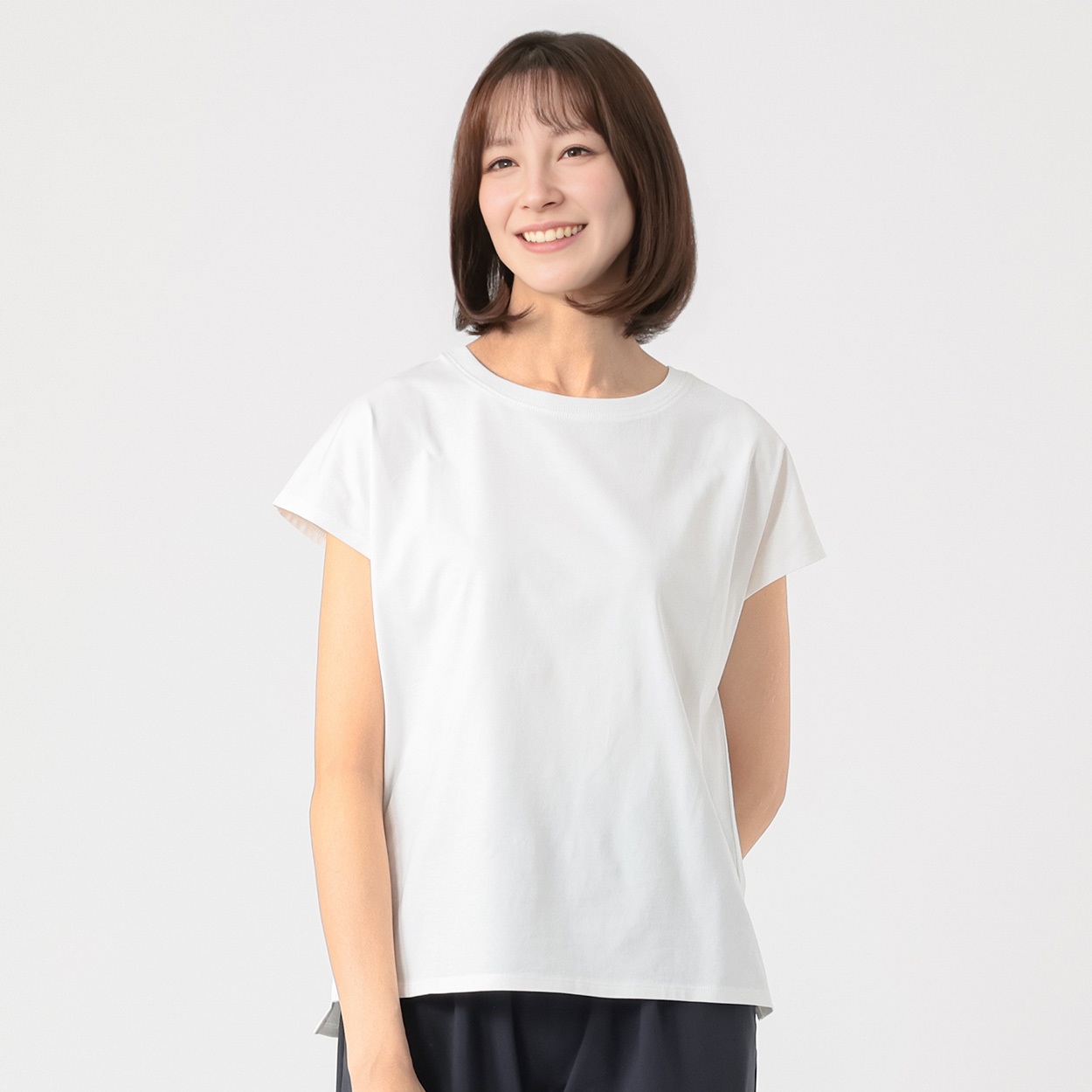 TVC(ティーヴィシー) 遮熱・UV対策 ピースフィットクールひんやりサラサラフレンチ袖Tシャツ レディス(シロ-S)