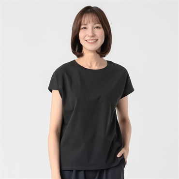 TVC(ティーヴィシー) 遮熱・UV対策 ピースフィットクールひんやりサラサラフレンチ袖Tシャツ レディス(クロ-S)