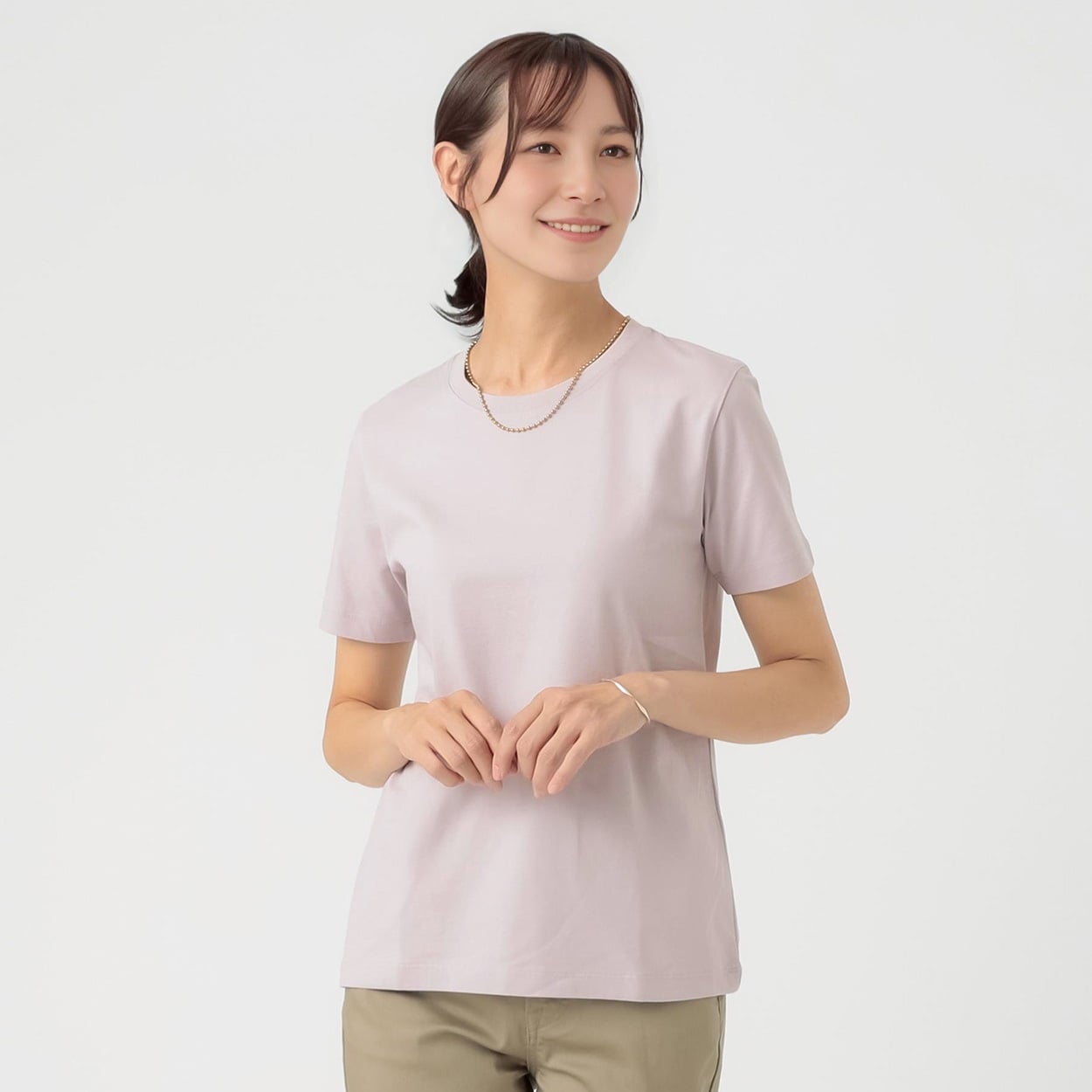 TVC(ティーヴィシー) コットン100半袖Tシャツ（無地） レディス(ウスムラサキ-L)