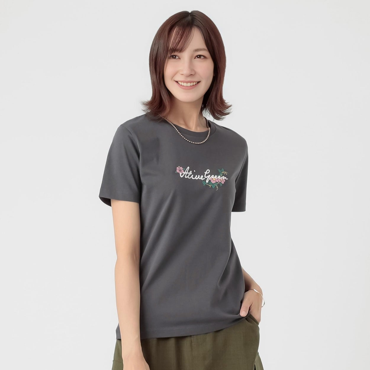 TVC(ティーヴィシー) コットン100半袖Tシャツ（プリント） レディス(ウスグレー-M)