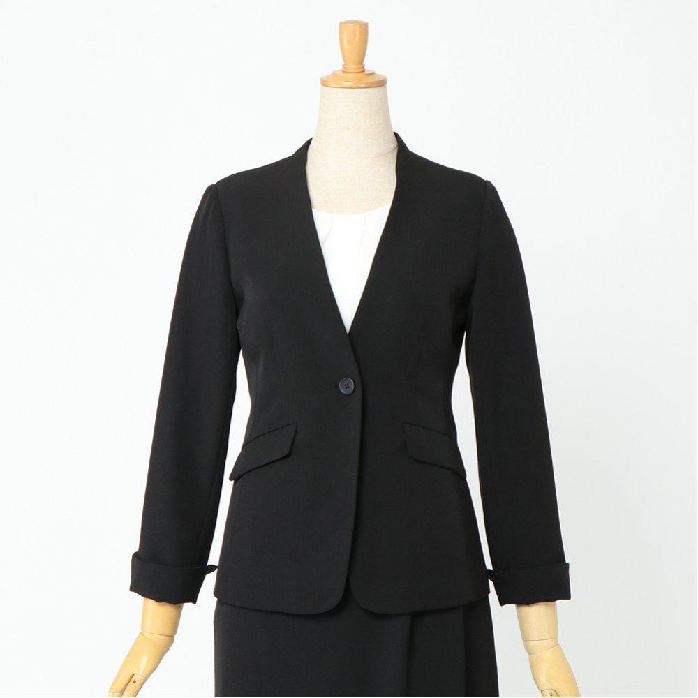 【6L 大きいサイズ】purelast セットアップスーツ 21号 パンツ カラーレスジャケット ブラウス＆パンツ付3点スーツ レディス