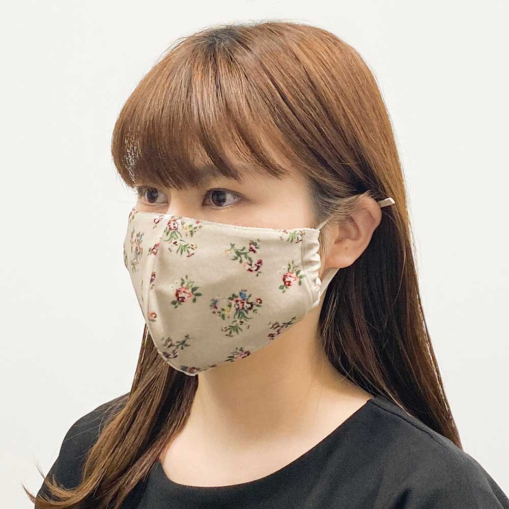 ベロア花柄プリントマスク 1枚入り 洗えるファッションマスク(大人用