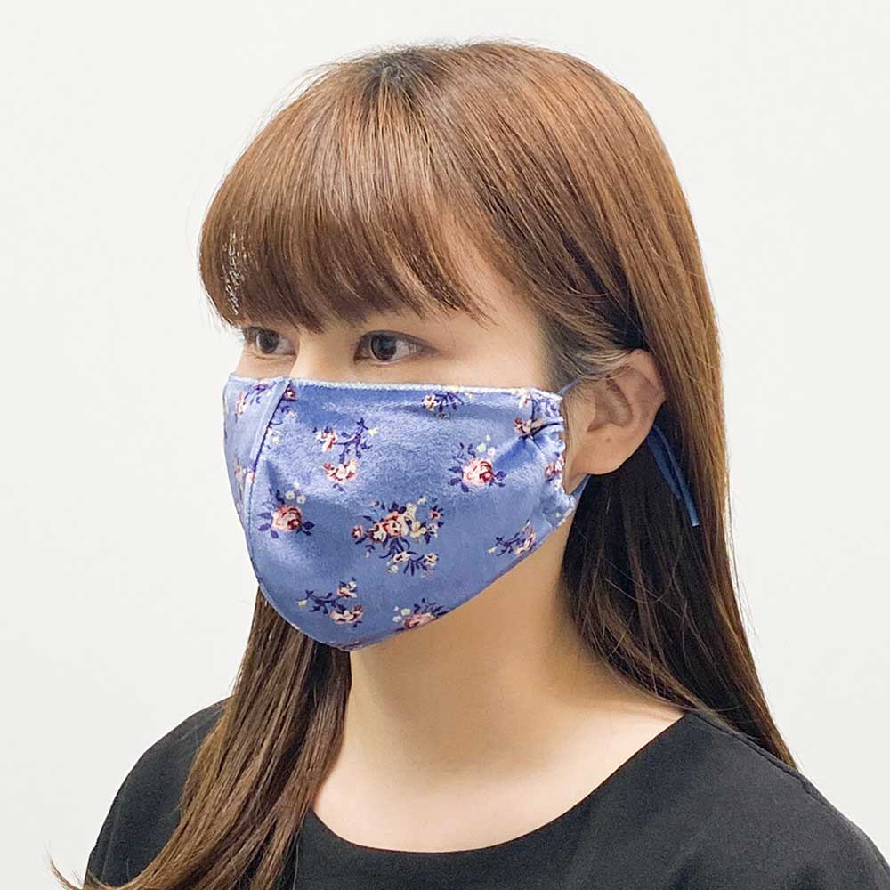 ベロア花柄プリントマスク 1枚入り 洗えるファッションマスク(大人用