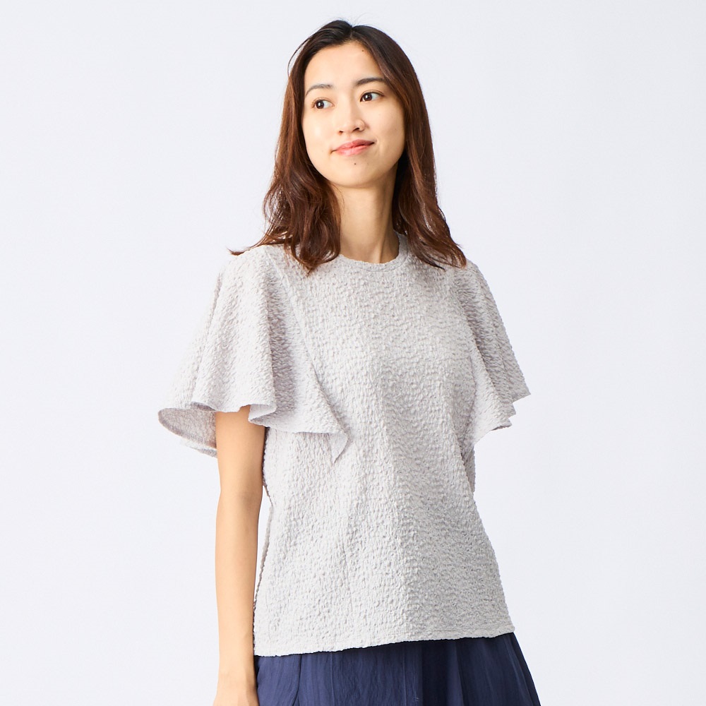 そー エマドゥクー 長袖ファーカットソー グレー emma de 白い choeur