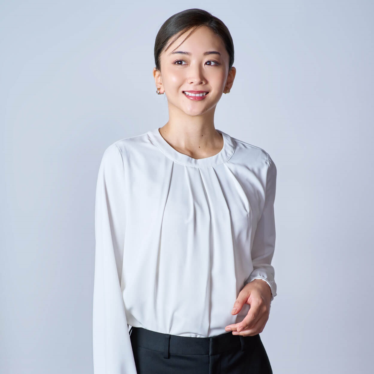 パウダーサテン タックブラウス レディス ESPRITMUR (エスプリミュール