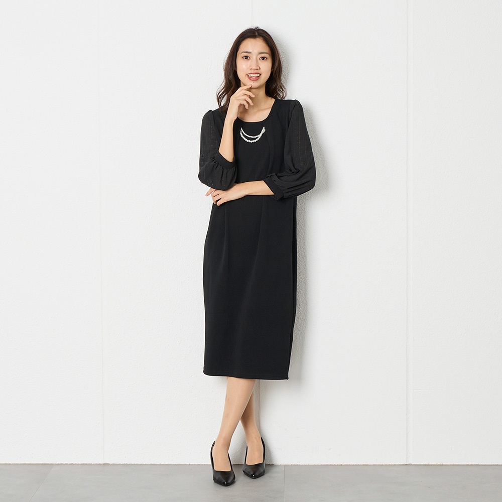 アクセサリー付き袖シアー ワンピース レディス Purelast(ピュアラスト  