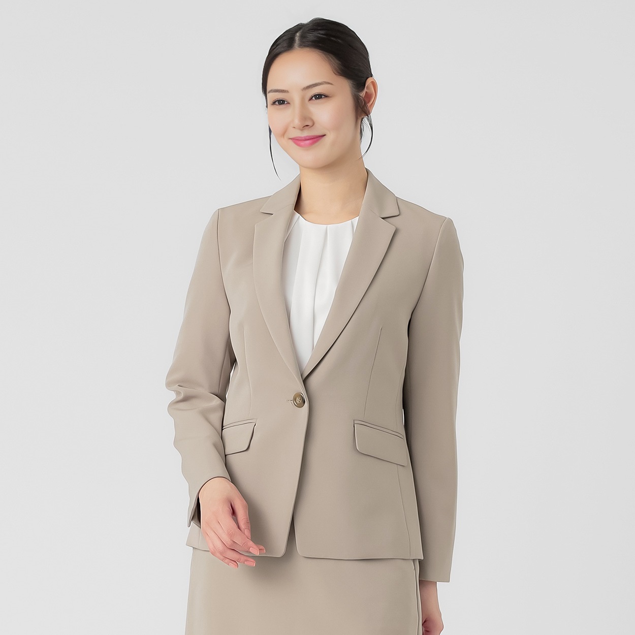 アクティブ２WAYストレッチ テーラードジャケット レディス ESPRITMUR (エスプリミュール) 255ES220SW(グレージュ-XL)